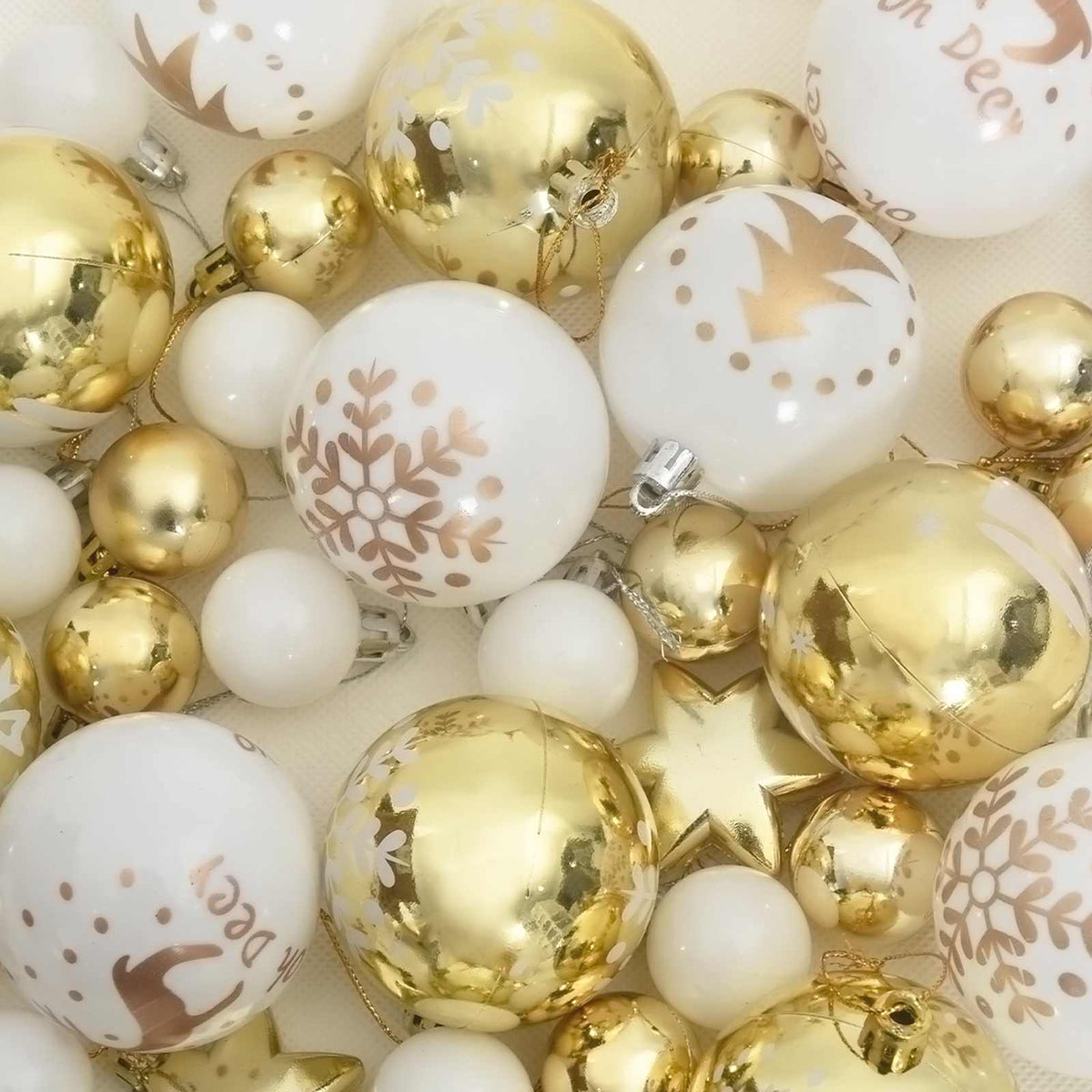 Julprydnad Set 40 st Vit och guld Ø 6 cm Plast
