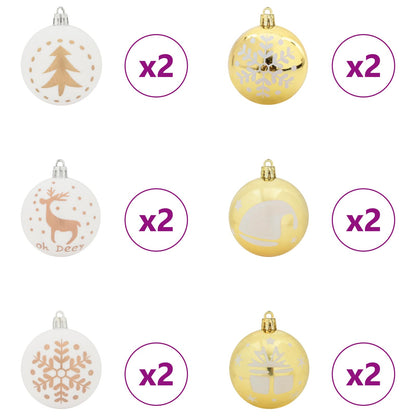 Julprydnad Set 40 st Vit och guld Ø 6 cm Plast
