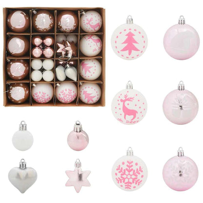 Julprydnad Set 40 st Vit och Rosa Ø 6 cm Plast
