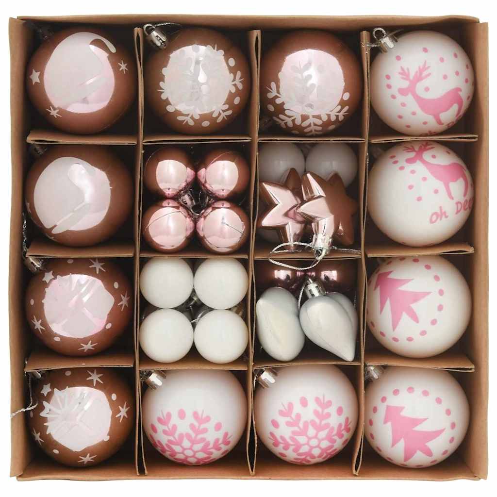 Julprydnad Set 40 st Vit och Rosa Ø 6 cm Plast
