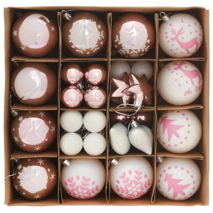 Julprydnad Set 40 st Vit och Rosa Ø 6 cm Plast