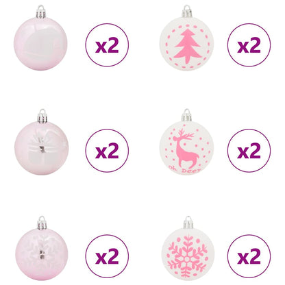 Julprydnad Set 40 st Vit och Rosa Ø 6 cm Plast