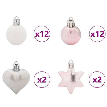 Julprydnad Set 40 st Vit och Rosa Ø 6 cm Plast
