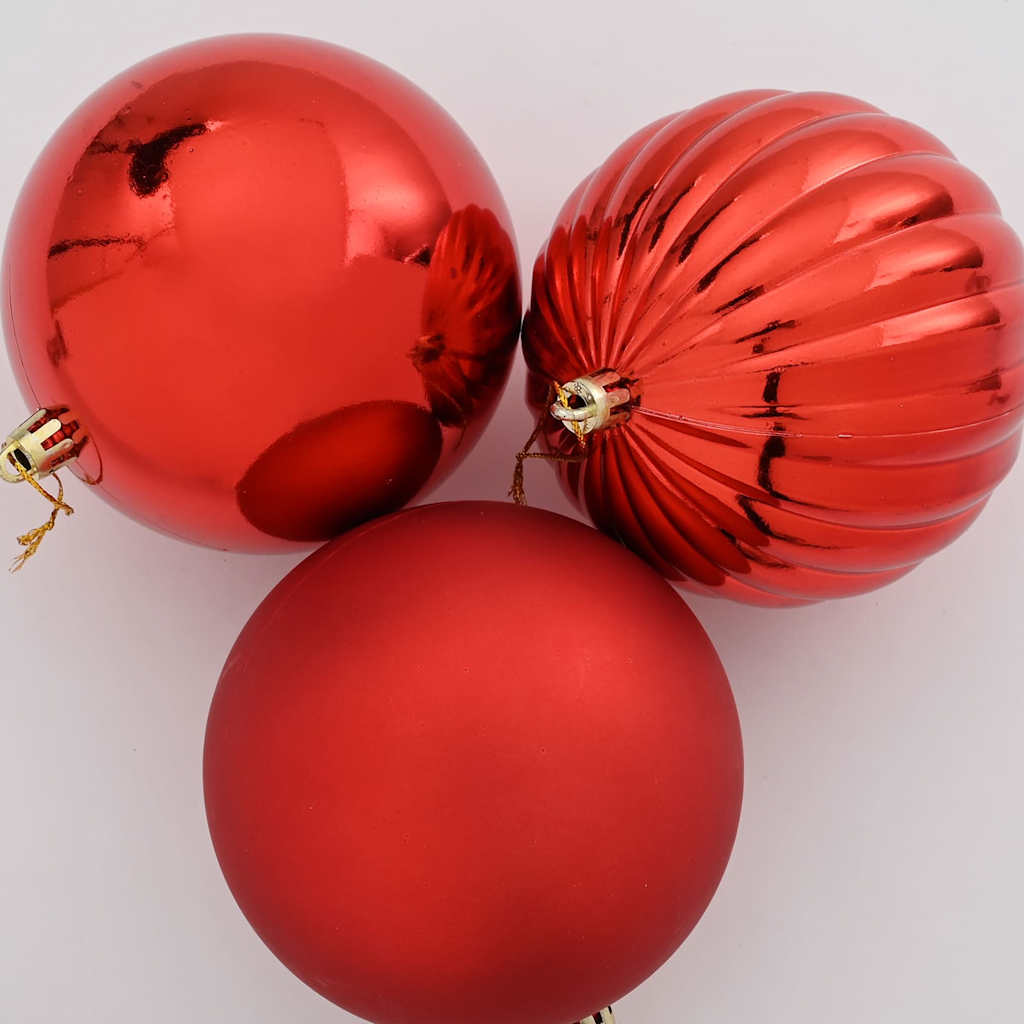 Julkulor Set XL 9 st Röd Ø 15 cm Plast