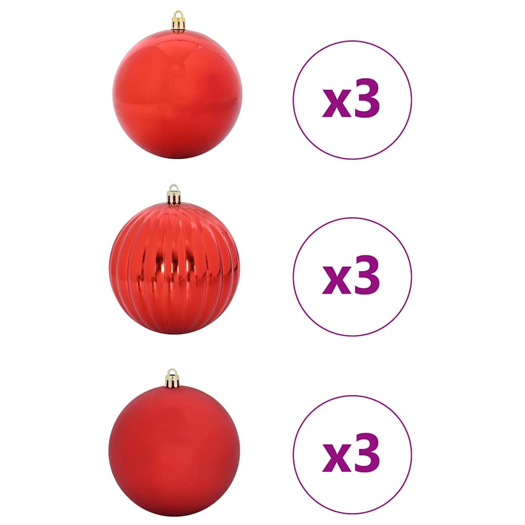 Julkulor Set XL 9 st Röd Ø 15 cm Plast
