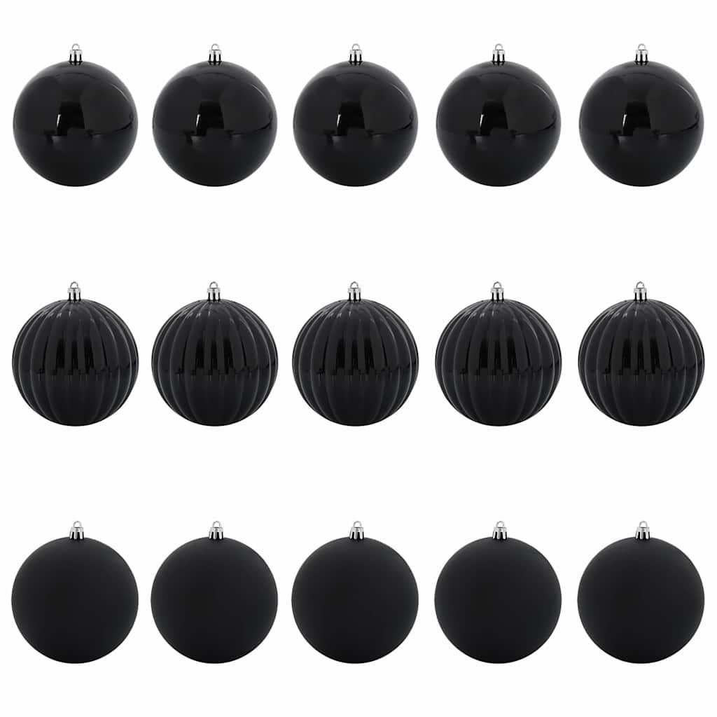 Julkulor Set XL 15 st Svart Ø 10 cm Plast