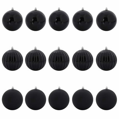 Julkulor Set XL 15 st Svart Ø 10 cm Plast