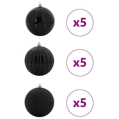 Julkulor Set XL 15 st Svart Ø 10 cm Plast