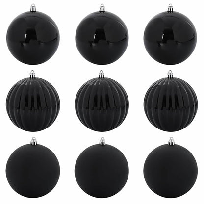 Julkulor Set XL 9 st Svart Ø 15 cm Plast