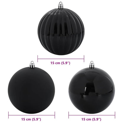 Julkulor Set XL 9 st Svart Ø 15 cm Plast