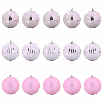 Julkulor Set XL 15 st Rosa Ø 10 cm Plast