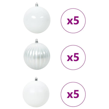 Julkulor Set XL 15 st Vit Ø 10 cm Plast