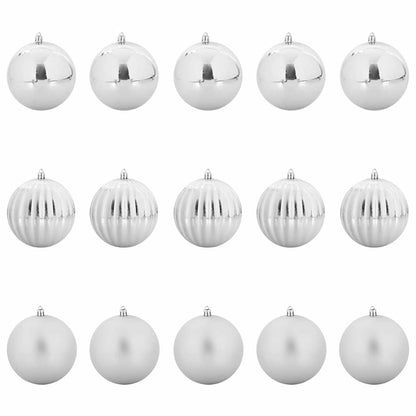Julkulor Set XL 15 st Silver Ø 10 cm Plast