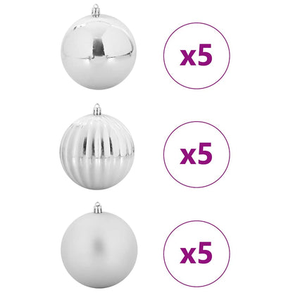 Julkulor Set XL 15 st Silver Ø 10 cm Plast