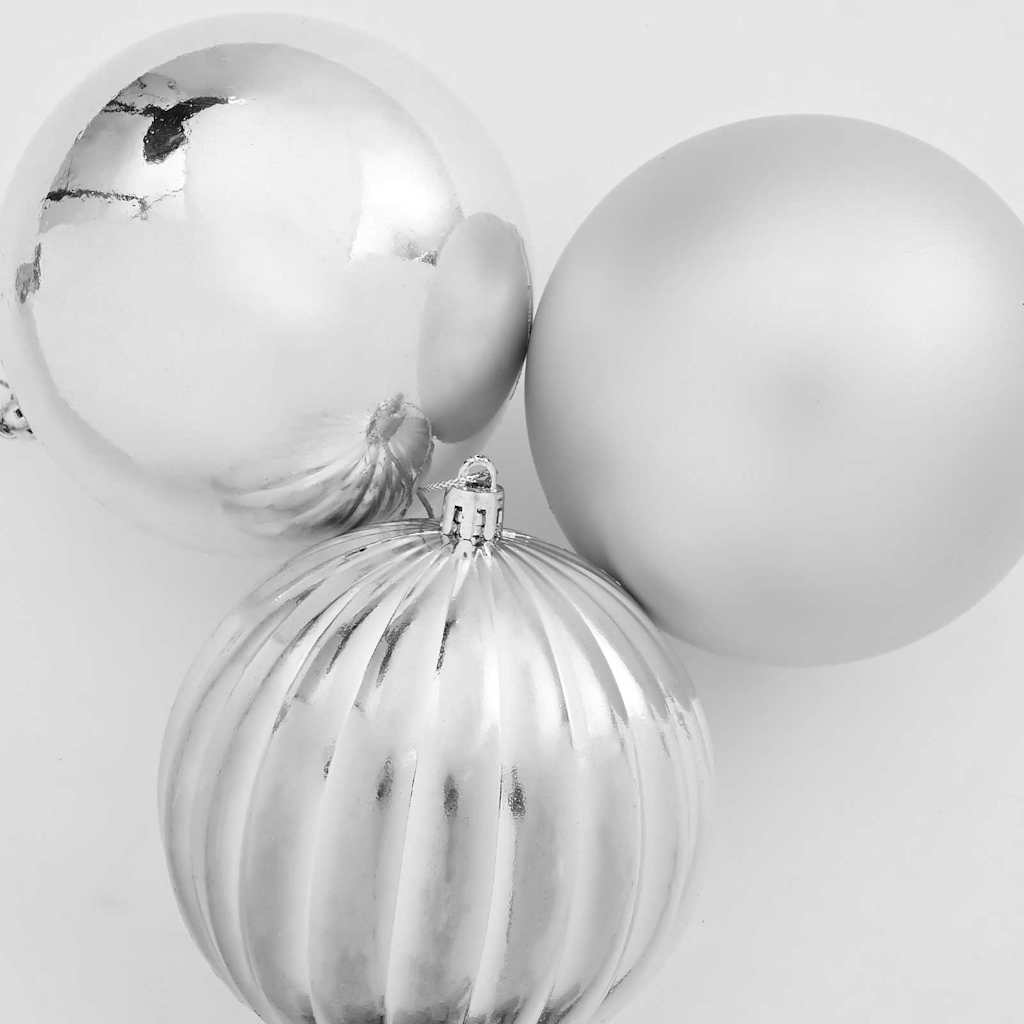 Julkulor Set XL 9 st Silver Ø 15 cm Plast