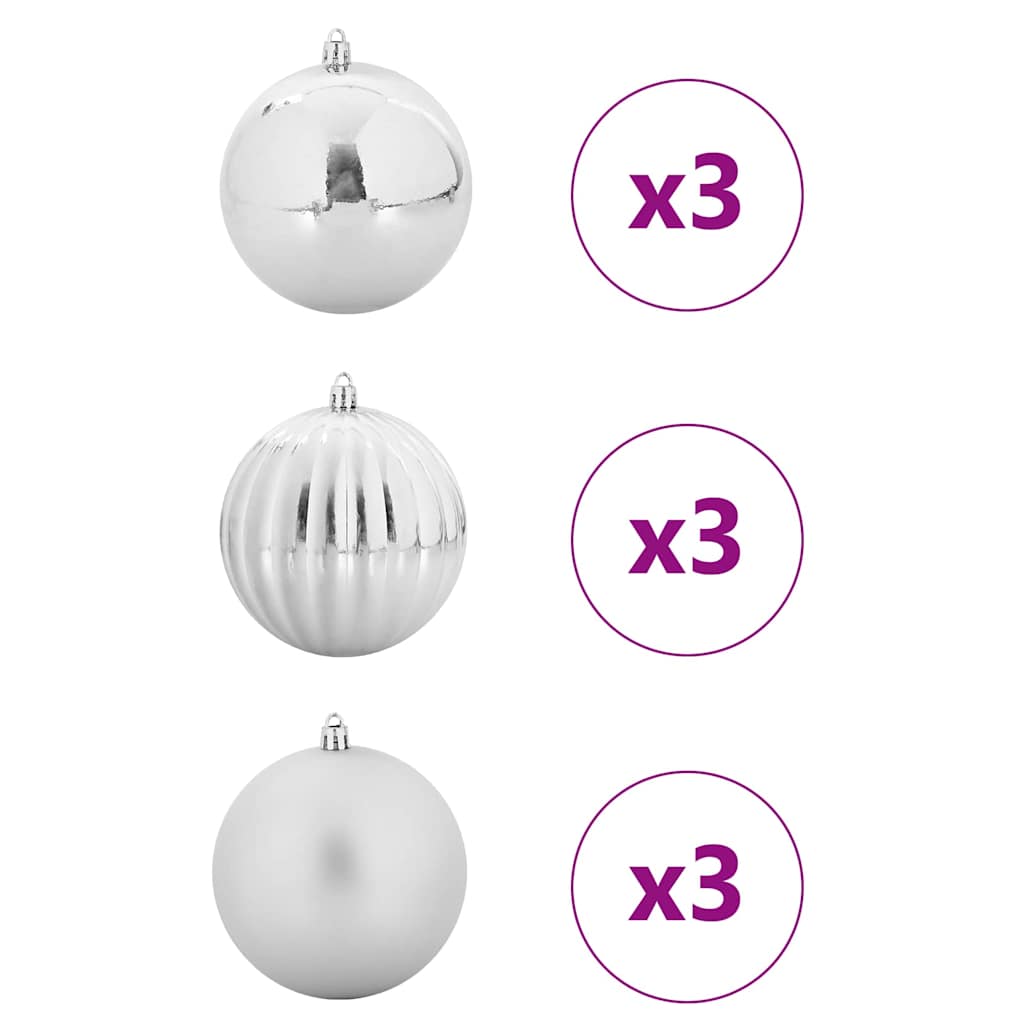 Julkulor Set XL 9 st Silver Ø 15 cm Plast