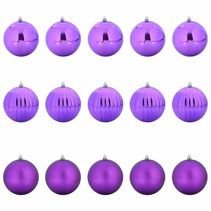 Julkulor Set XL 15 st Lila Ø 10 cm Plast