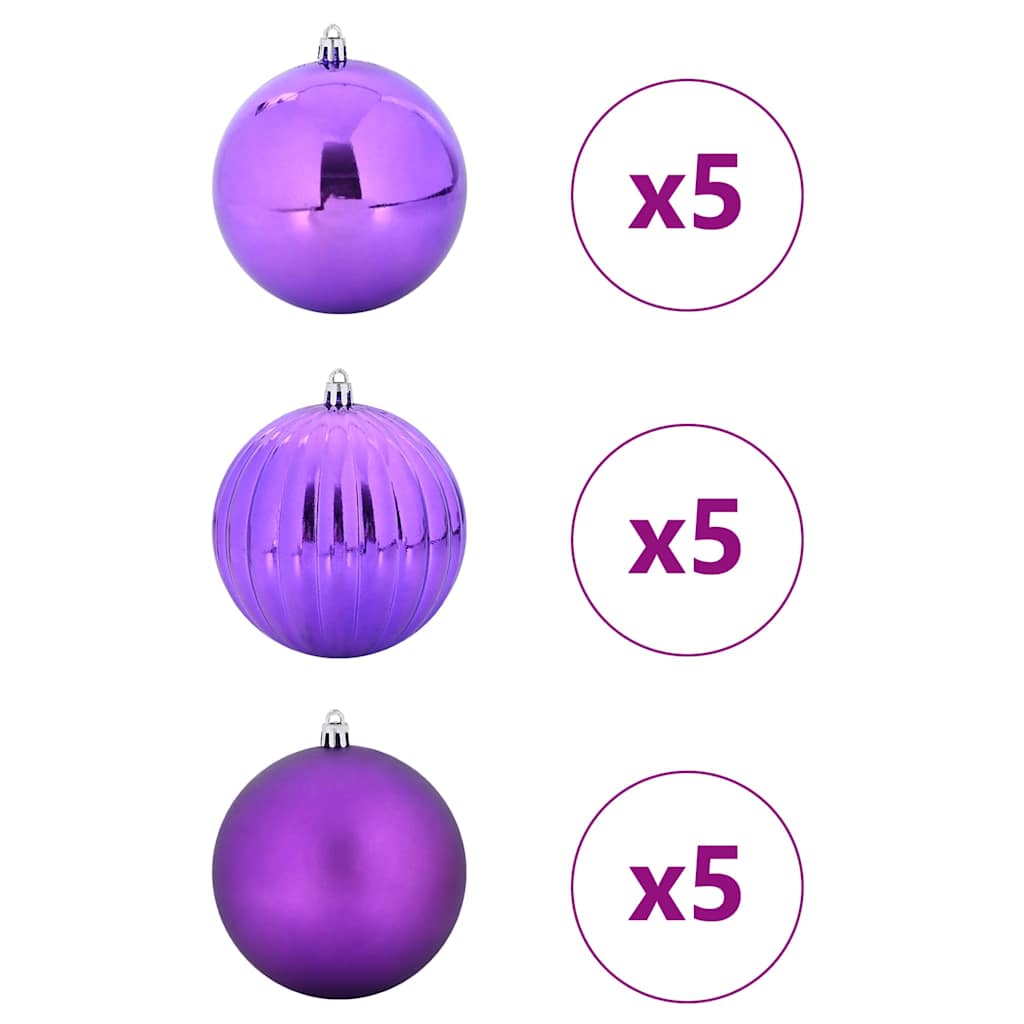 Julkulor Set XL 15 st Lila Ø 10 cm Plast