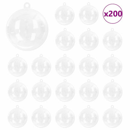 Julprydnad Set 200 st Transparent Ø 5 cm Plast