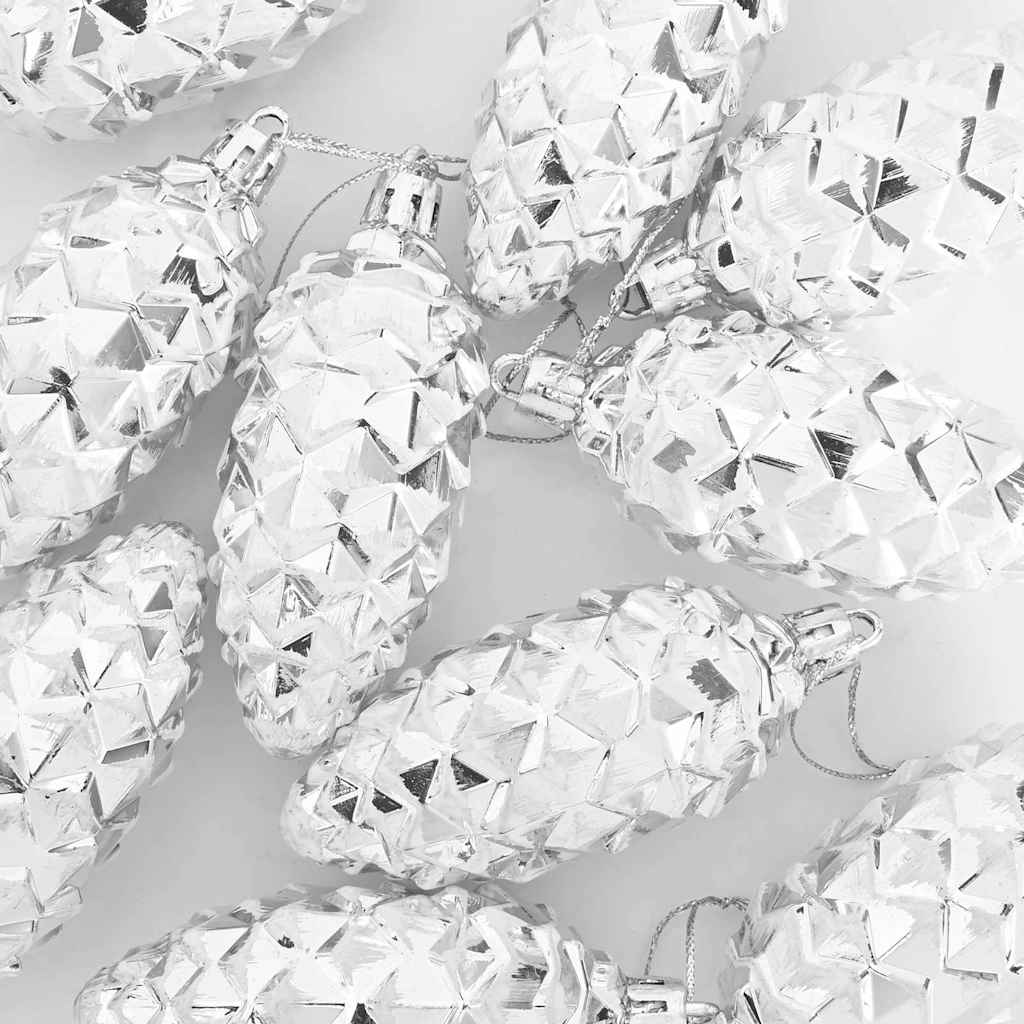 Julgran Kottboll 40 st Silver 4 x 9 cm Plast