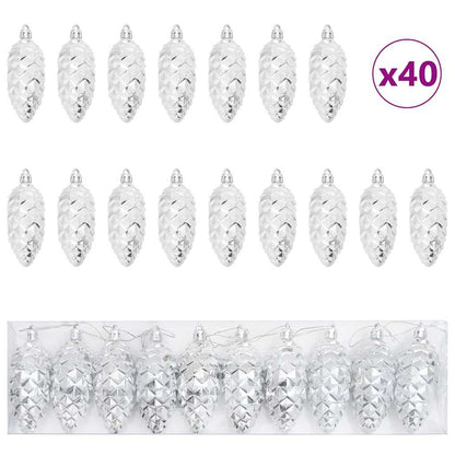 Julgran Kottboll 40 st Silver 4 x 9 cm Plast