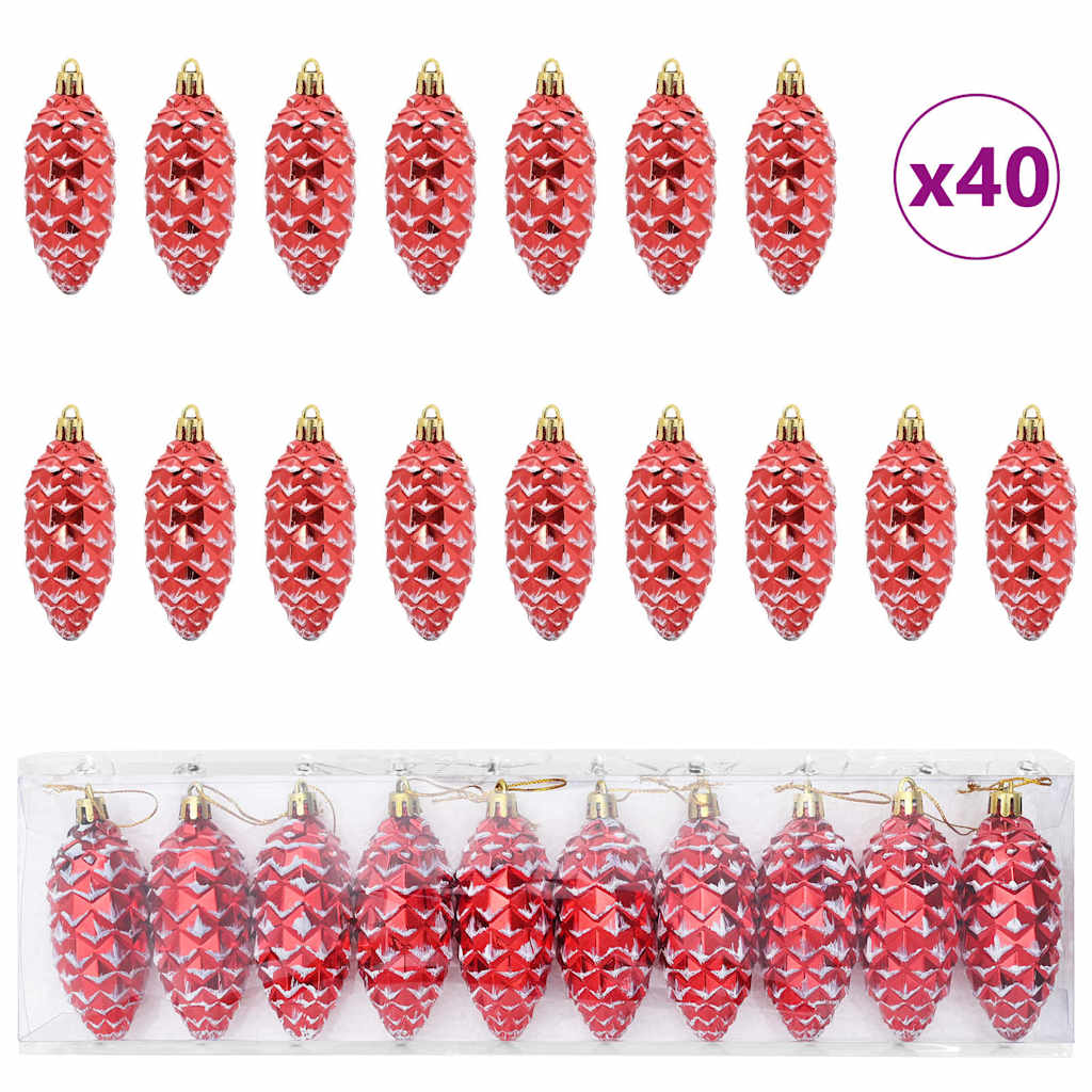 Julgran Kottboll 40 st Röd 4 x 9 cm Plast