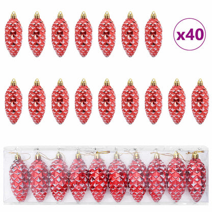 Julgran Kottboll 40 st Röd 4 x 9 cm Plast