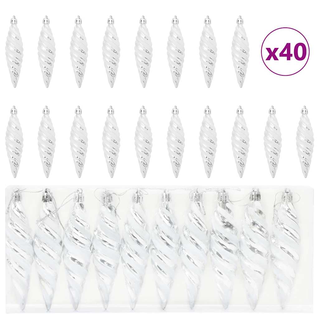 Jul Spiralformad Kula 40 st Silver 3 x 11 cm Plast