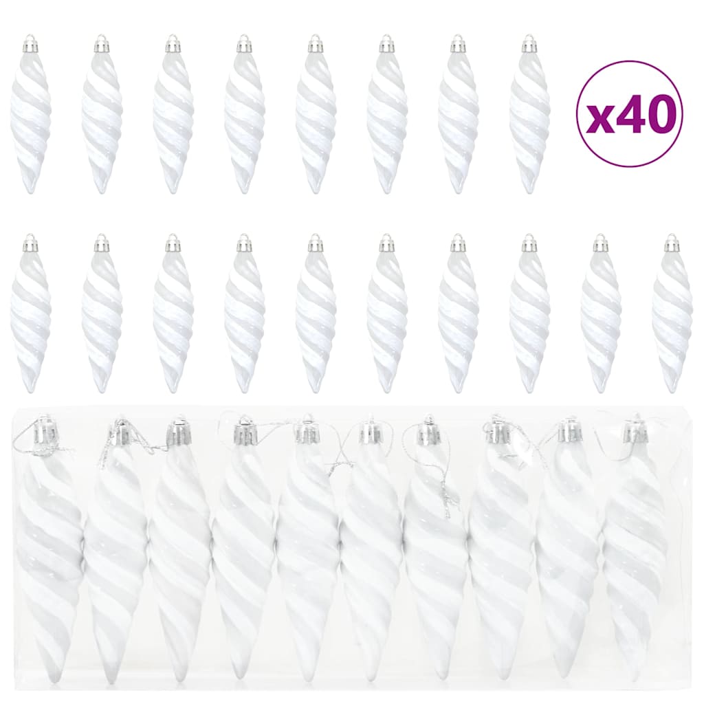 Jul Spiralformad Kula 40 st Vit 3 x 11 cm Plast