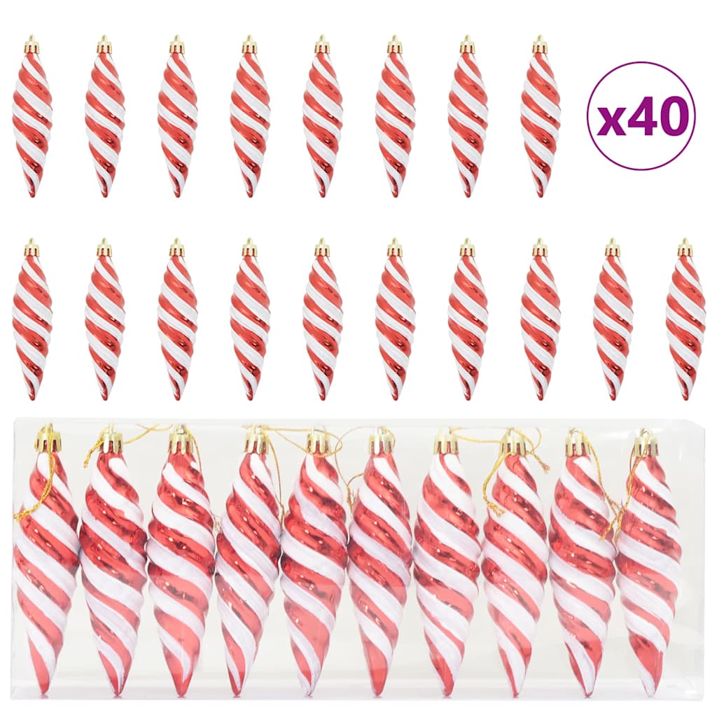 Jul Spiralformad Kula 40 st Röd 3 x 11 cm Plast