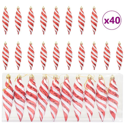 Jul Spiralformad Kula 40 st Röd 3 x 11 cm Plast