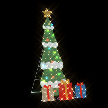 Belyst julgran med 3 presentlådor 2D varm vit Flerfärgsdesign