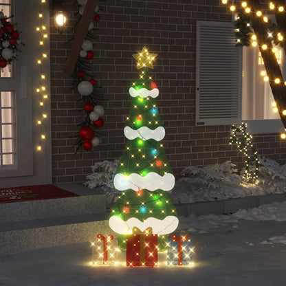 Belyst julgran med 3 presentlådor 2D varm vit Flerfärgsdesign