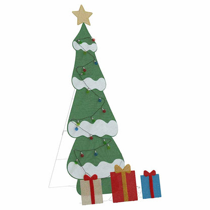 Belyst julgran med 3 presentlådor 2D varm vit Flerfärgsdesign