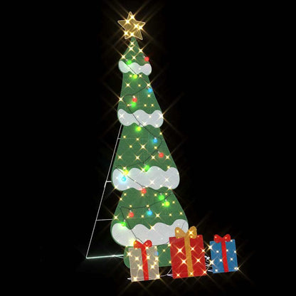 Belyst julgran med 3 presentlådor 2D varm vit Flerfärgsdesign