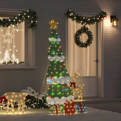 Belyst julgran med 3 presentlådor 2D varm vit Flerfärgsdesign