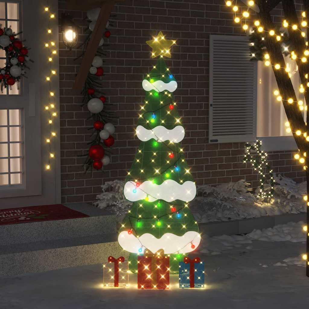 Belyst julgran med 3 presentlådor 2D varm vit Flerfärgsdesign