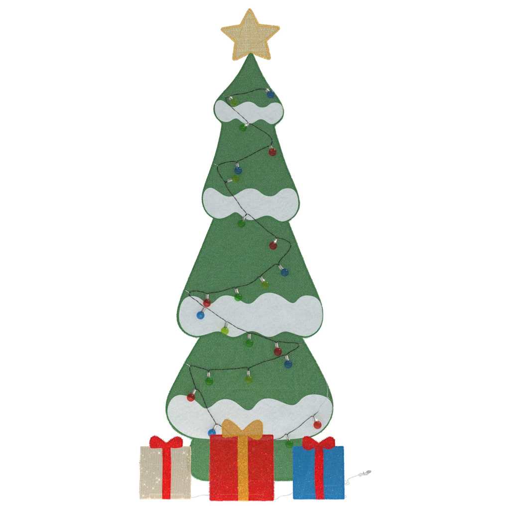 Belyst julgran med 3 presentlådor 2D varm vit Flerfärgsdesign