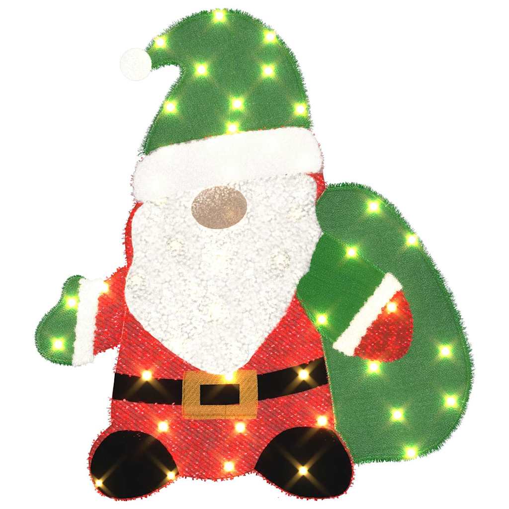 Belyst jultomte 60 LED-lampor Varmvit 70 x 62 cm Glittertyg