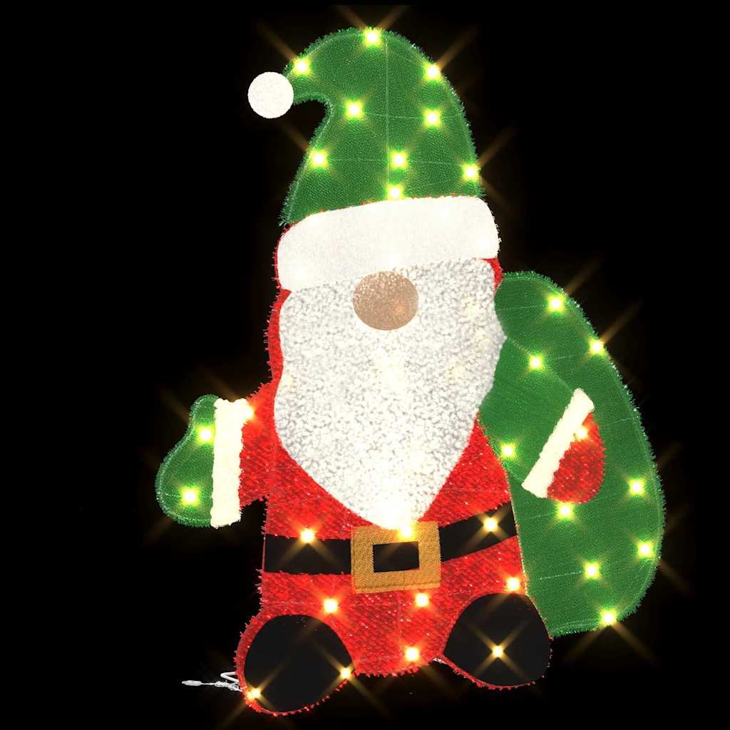 Belyst jultomte 60 LED-lampor Varmvit 70 x 62 cm Glittertyg