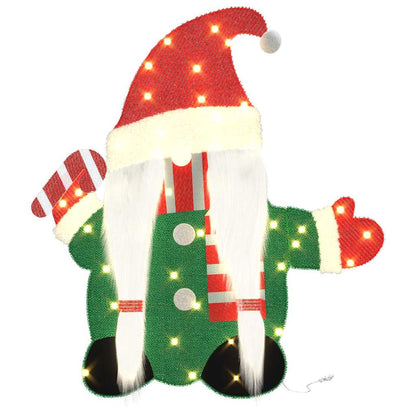 Belyst Tomte 60 LED-lampor Varmvit 71 x 64 cm Glittertyg