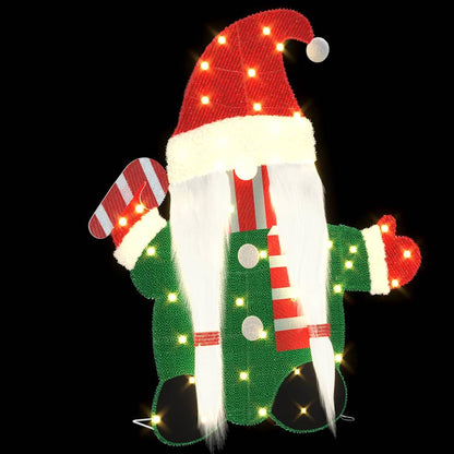 Belyst Tomte 60 LED-lampor Varmvit 71 x 64 cm Glittertyg