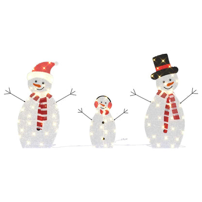 Belyst Snögubbe Familj 3 st Varmvit 56 x 80 cm Polyester