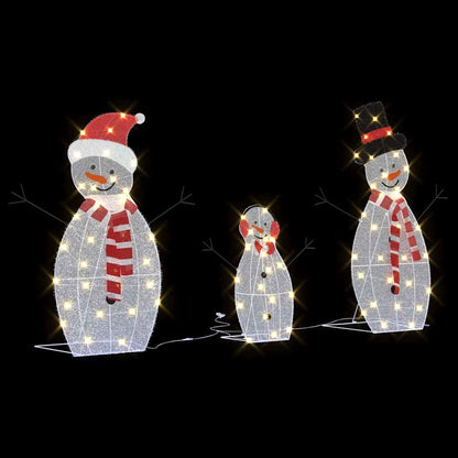 Belyst Snögubbe Familj 3 st Varmvit 56 x 80 cm Polyester