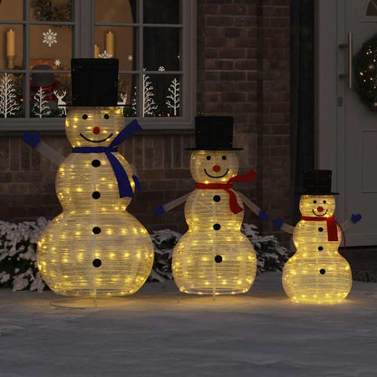 Julsnögubbsfamilj 3 st 270 LED-lampor Varmvit 55 x 122 cm Tyg