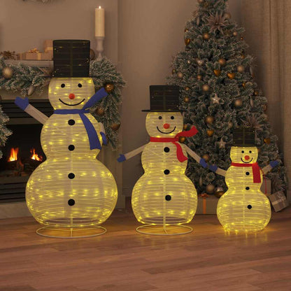 Julsnögubbsfamilj 3 st 270 LED-lampor Varmvit 55 x 122 cm Tyg