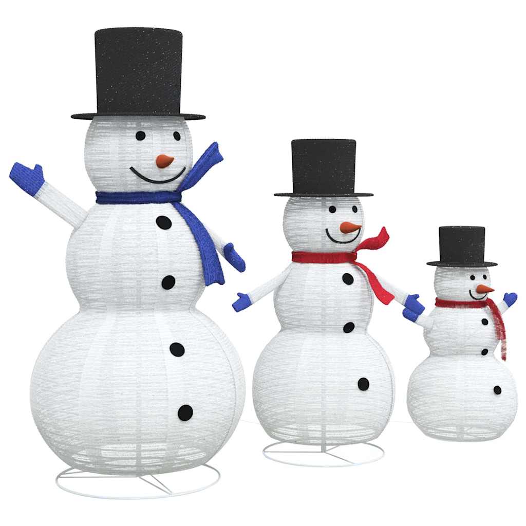 Julsnögubbsfamilj 3 st 270 LED-lampor Varmvit 55 x 122 cm Tyg