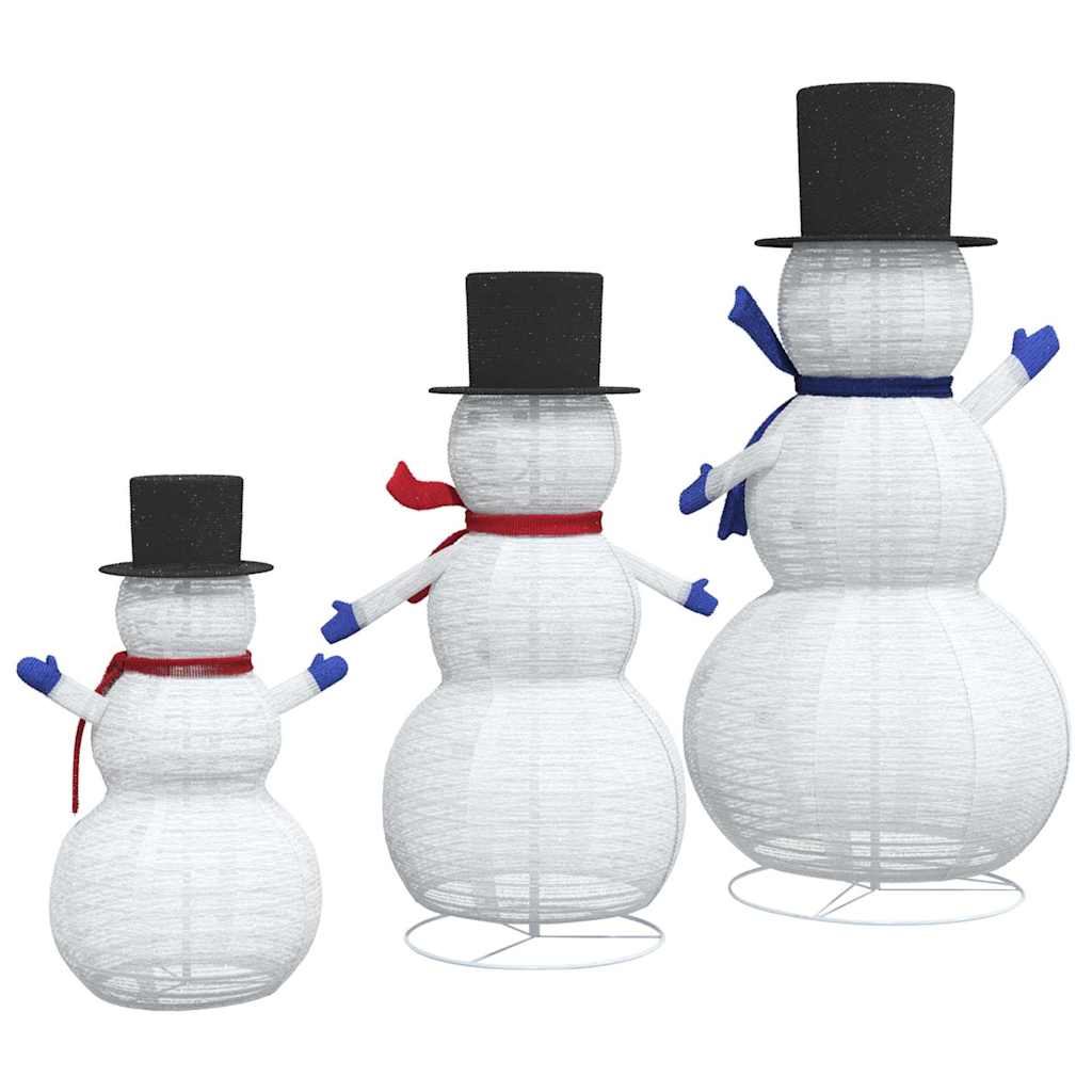 Julsnögubbsfamilj 3 st 270 LED-lampor Varmvit 55 x 122 cm Tyg