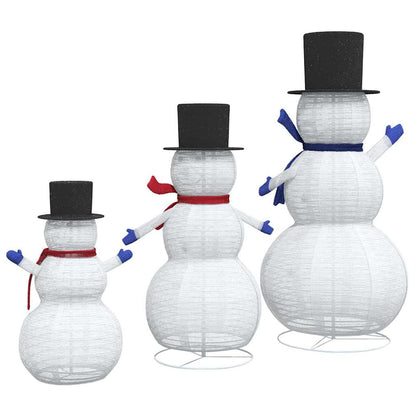 Julsnögubbsfamilj 3 st 270 LED-lampor Varmvit 55 x 122 cm Tyg