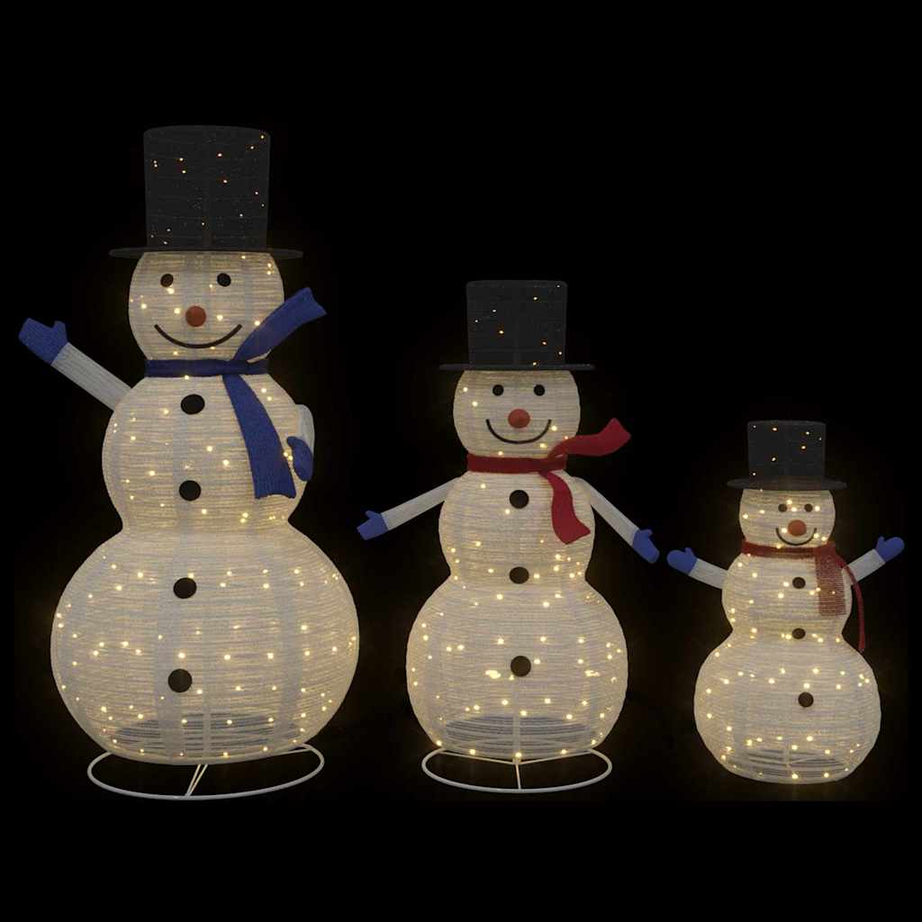 Julsnögubbsfamilj 3 st 270 LED-lampor Varmvit 55 x 122 cm Tyg